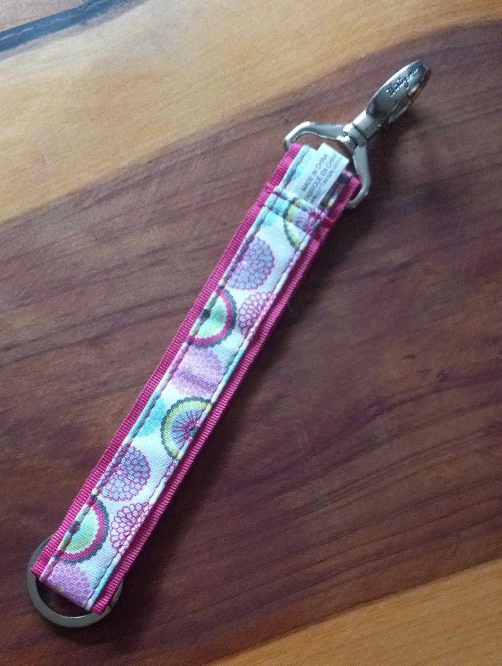 Thirty-One Colorful Pink Patterned Wristlet Key Fob